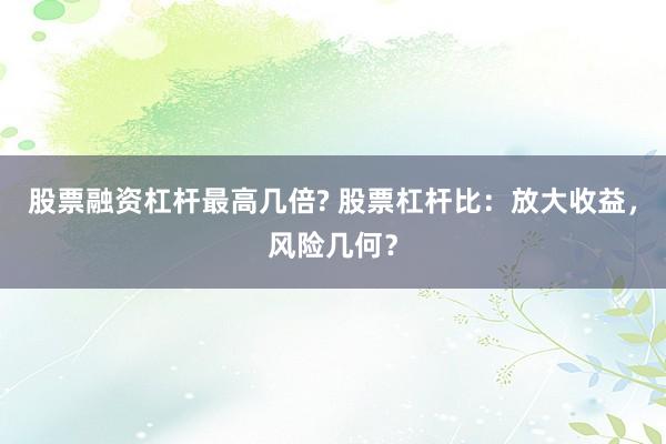 股票融资杠杆最高几倍? 股票杠杆比：放大收益，风险几何？