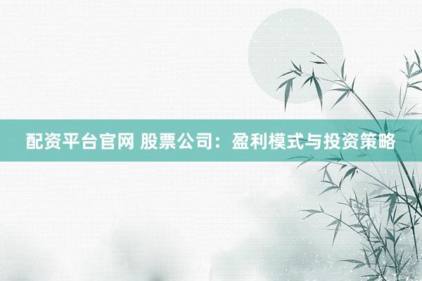配资平台官网 股票公司：盈利模式与投资策略