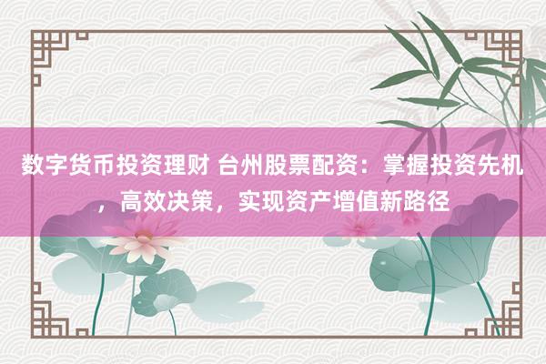 数字货币投资理财 台州股票配资：掌握投资先机，高效决策，实现资产增值新路径