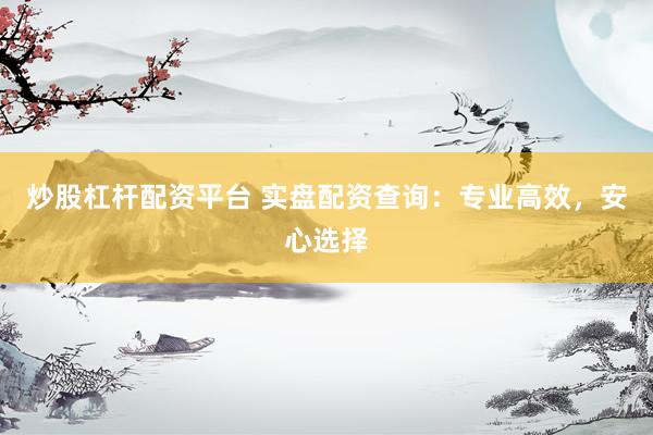 炒股杠杆配资平台 实盘配资查询：专业高效，安心选择
